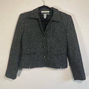 Rena Rowan womens black gray tweed blazer long sleeve Size 6